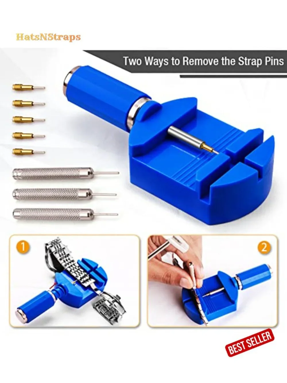 Watch Link Removal Kit with Pin Punches and Hammer for Band Adjustment and